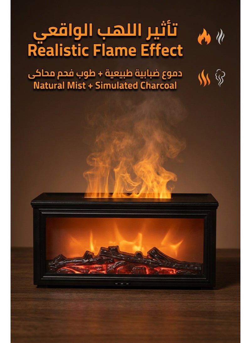 Essential Oil Diffuser | Fireplace Flame-Shaped Essential Oil Diffuser | Upgraded Aromatherapy Humidifier with 7 Flame Colors | Quiet Operation, 280ml, with Remote Control | Ideal for Bedrooms and Home Offices (Black Fireplace) - Image 3